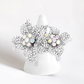 Rhinestone Crystal Bloom Flower Stretch Ring