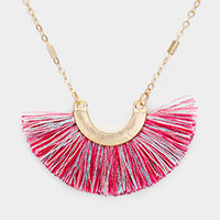 Fan Tassel Pendant Metal Necklace 