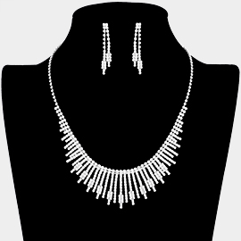 Rhinestone Pave Fringe Statement Necklace