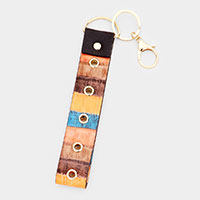 Color Block Faux Leather Keychain
 