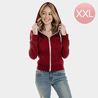 Burgundy Zip Up Hoodies Sweater