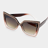 Genuine Crystal Embellished Detail Sunglasses