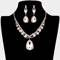 Teardrop Crystal Rhinestone Collar Evening Necklace