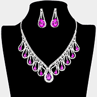 Teardrop Crystal Rhinestone Collar Necklace