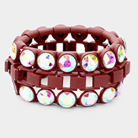 Double Glass Crystal Resin Bezel Trim Stretch Bracelet