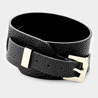 Faux Leather Belt Buckle Wrap Bracelet  