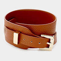 Faux Leather Belt Buckle Wrap Bracelet  