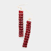 Square Bead Statement Drop Earrings 