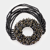 Faceted Bead Open Circle Bracelet 