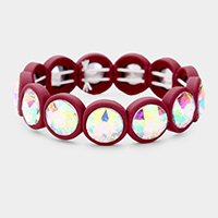 Glass Crystal Round Bezel Stretch Bracelet
