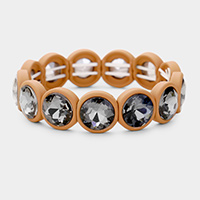 Glass Crystal Round Bezel Stretch Bracelet
