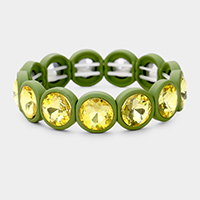 Glass Crystal Round Bezel Stretch Bracelet
