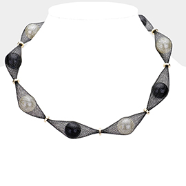 Mesh Tube Pearl Bracelet / Necklace