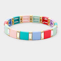 Glass Crystal Lego Color Block Stretch Bracelet