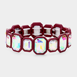 Glass Crystal Resin Trim Stretch Bracelet