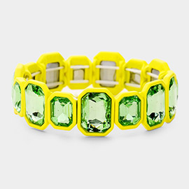 Glass Crystal Resin Trim Stretch Bracelet