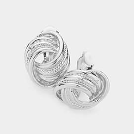 Knotted Metal Clip On Earrings