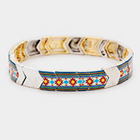 Colorful Multi Pattern Metal Stretch Bracelet