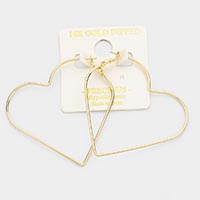 14K Gold Dipped Heart Metal Hoop Earrings 