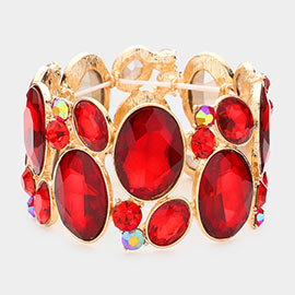 Oval Crystal Rhinestone Stretch Bracelet