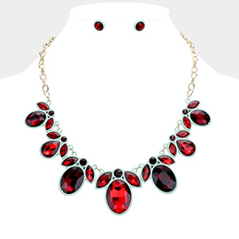 Oval Marquise Glass Crystal Collar Necklace