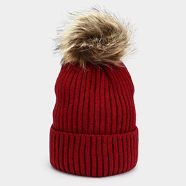 Soft Knit Faux Pom Pom Beanie Hat