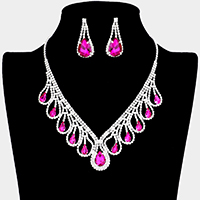 Teardrop Crystal Rhinestone Collar Necklace