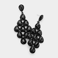 Rhinestone Trim Teardrop Cluster Vine Evening Earrings