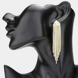 Rhinestone Fringe Dangle Evening Earrings