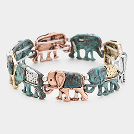 Antique Metal Elephant Stretch Bracelet