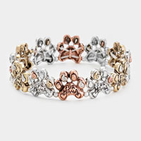 Antique Metal Paw Fur Mama Stretch Bracelet