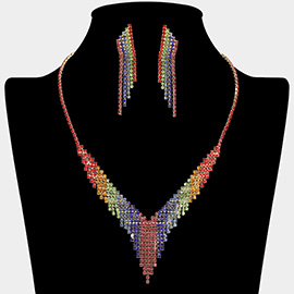 Colorful Rhinestone Drop Necklace