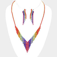 Colorful Rhinestone Drop Necklace