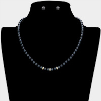 Triple Rhinestone Ring Pointed Pearl Necklace