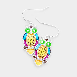 Enamel Owl Earrings