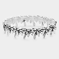 Antique Silver Metal Palm Tree Stretch Bracelet