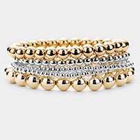 5PCS - Metal Ball Beaded Stretch Bracelets 