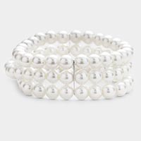 Multi Layered Pearl Stretch Bracelet