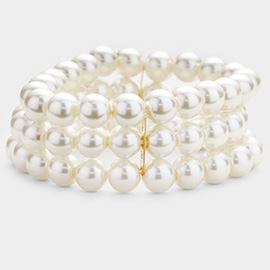 Multi Layered Pearl Stretch Bracelet