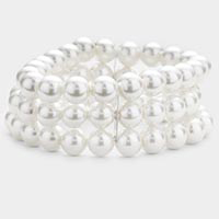 Multi Layered Pearl Stretch Bracelet 
