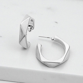 Angled Metal Hoop Earrings 