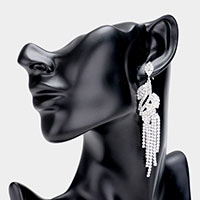 Rhinestone Crystal Leaf Drop Evening Earrings 
