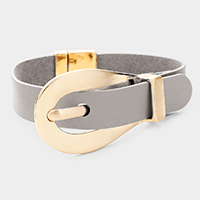 Belt Buckle Faux Leather Magnetic Bracelet 