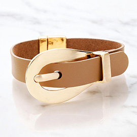 Belt Buckle Faux Leather Magnetic Bracelet 
