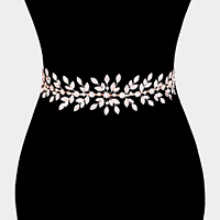 
Marquise Crystal Floral Rhinestone Sash Ribbon Wedding Belt / Headband