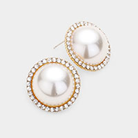 Pearl Rhinestone Pave Earrings 