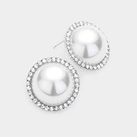 Pearl Rhinestone Pave Earrings 