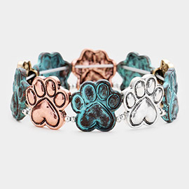 Textured Metal Paw Stretch Bracelet