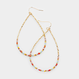 Beaded Open Teardrop Dangle Earrings