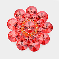 Round Crystal Flower Pin Brooch